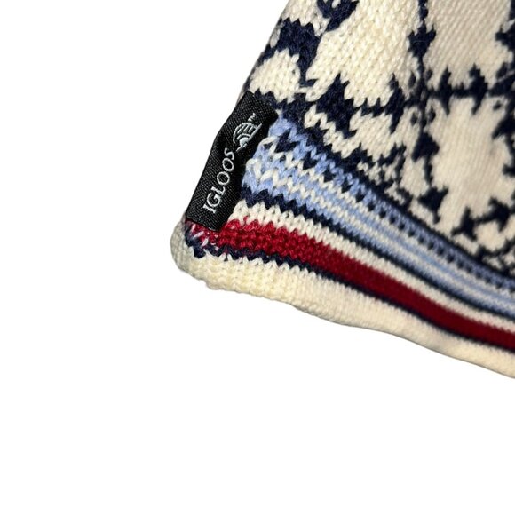 igloos fabulously rich FAIR ISLE black cream sweater knit winter pom pom hat - Picture 5 of 5